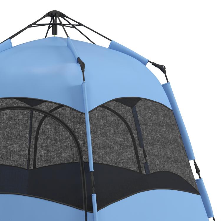 3 Man Instant Pop Up Tent with Rainfly, Portable Camping Shelter with Sewn-in Groundsheet, Carry Bag, Blue