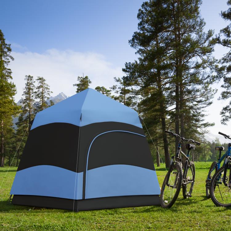 3 Man Instant Pop Up Tent with Rainfly, Portable Camping Shelter with Sewn-in Groundsheet, Carry Bag, Blue