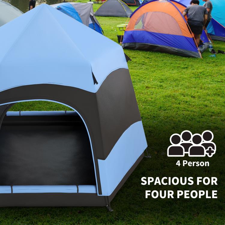 3 Man Instant Pop Up Tent with Rainfly, Portable Camping Shelter with Sewn-in Groundsheet, Carry Bag, Blue