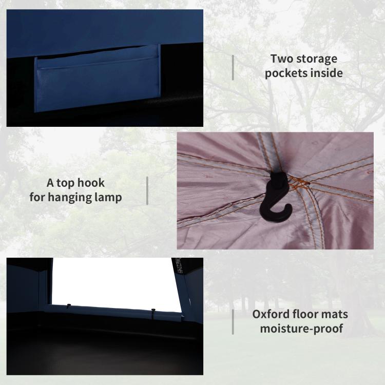3 Man Instant Pop Up Tent with Rainfly, Portable Camping Shelter with Sewn-in Groundsheet, Carry Bag, Blue