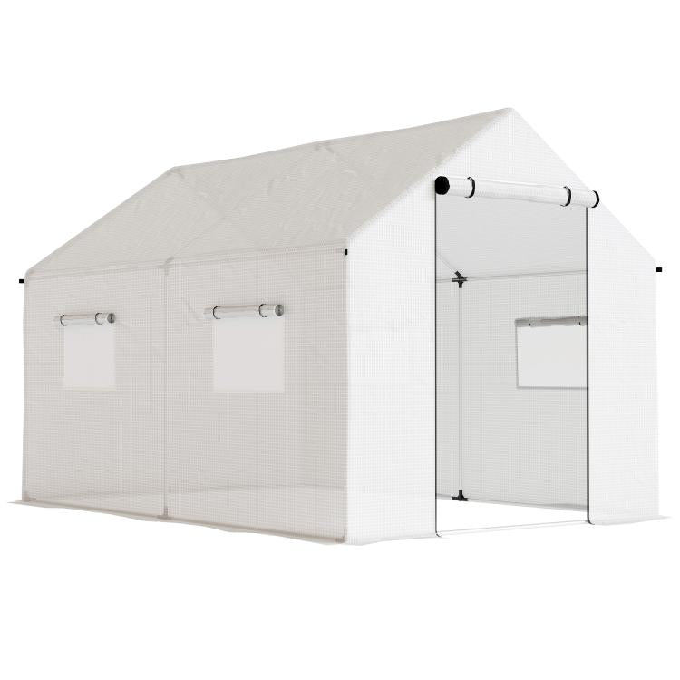 Polyethylene Walk-in Polytunnel Greenhouse, 2 x 3(m), White