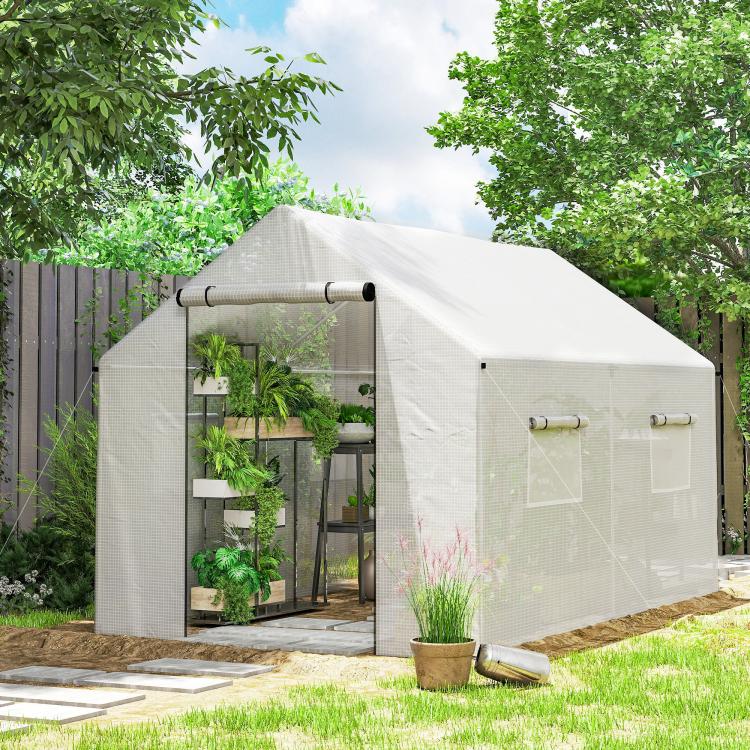 Polyethylene Walk-in Polytunnel Greenhouse, 2 x 3(m), White