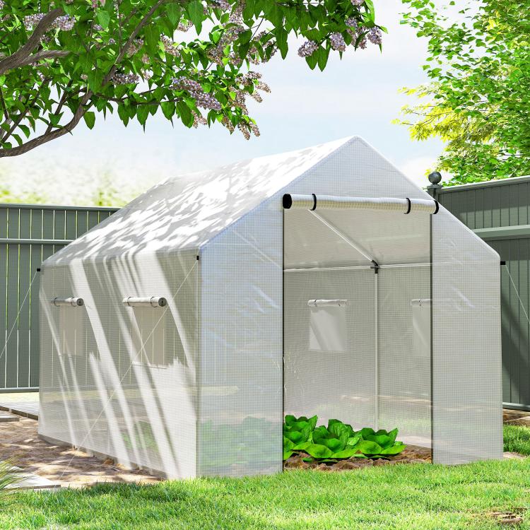 Polyethylene Walk-in Polytunnel Greenhouse, 2 x 3(m), White