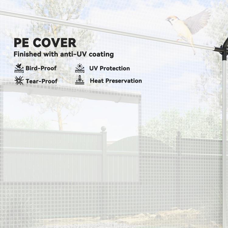 Polyethylene Walk-in Polytunnel Greenhouse, 2 x 3(m), White