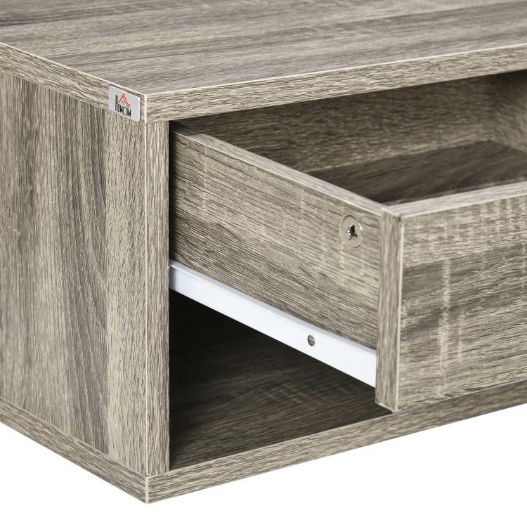 Floating Bedside Tables Set of 2, Wall Mounted Nightstand, Brown Wood-Effect