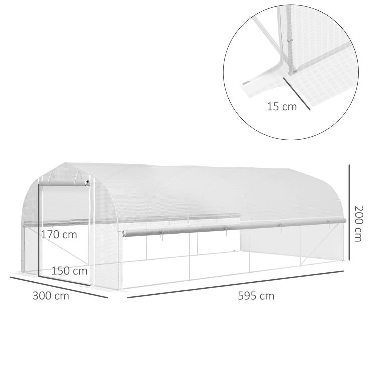 19.5 x 9.8ft Tunnel Greenhouse, with Accessories - White