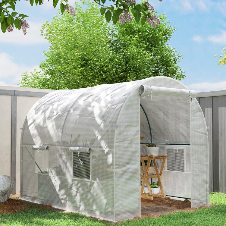 245 x 200cm Polytunnel Greenhouse - White