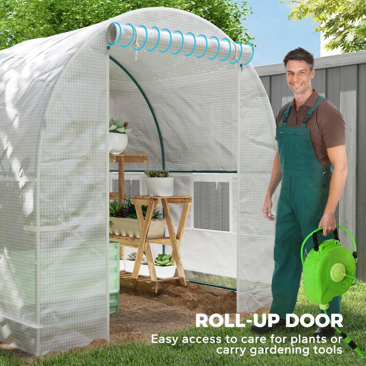 245 x 200cm Polytunnel Greenhouse - White