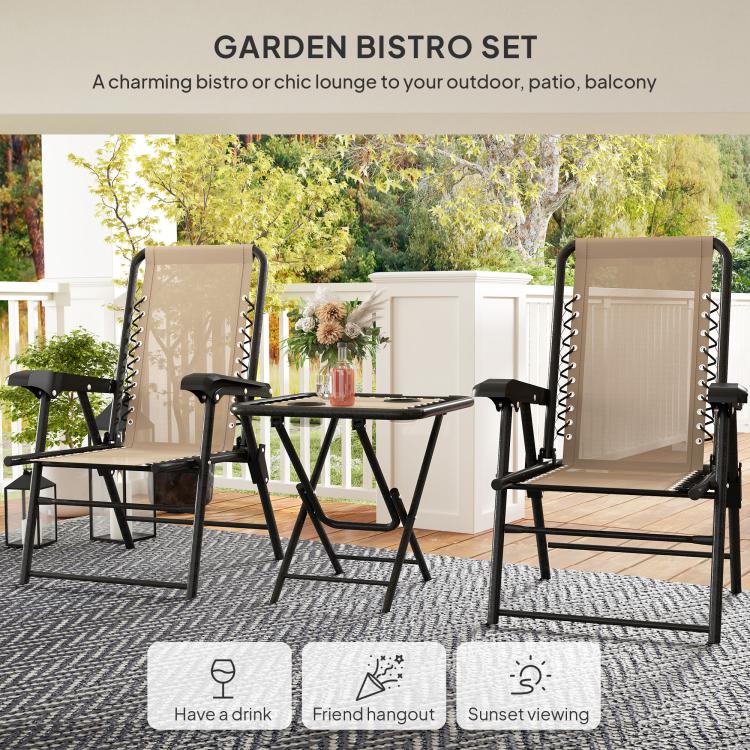 Three-Piece Garden Table and Chair Set - Khaki