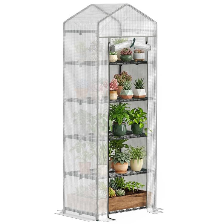 193cm Five Shelf Mini Greenhouse - White