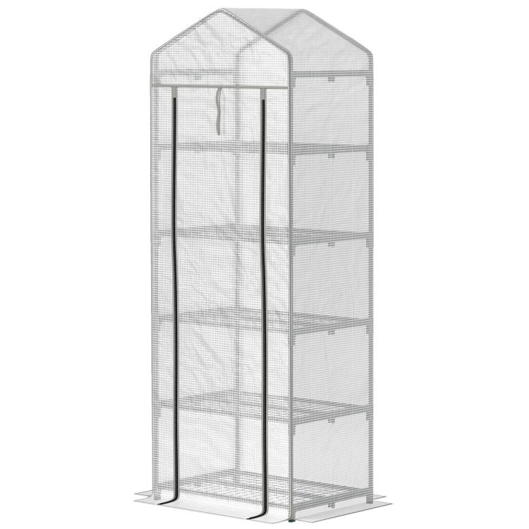 193cm Five Shelf Mini Greenhouse - White