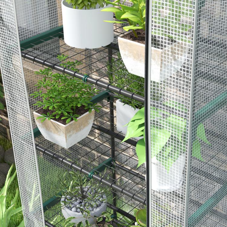 193cm Five Shelf Mini Greenhouse - White