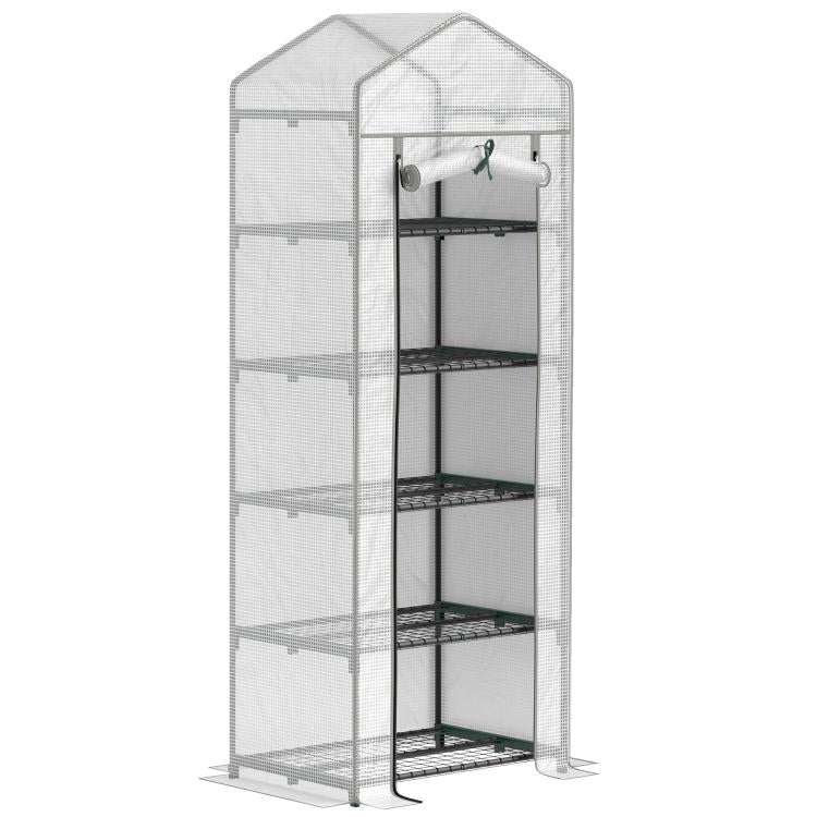193cm Five Shelf Mini Greenhouse - White