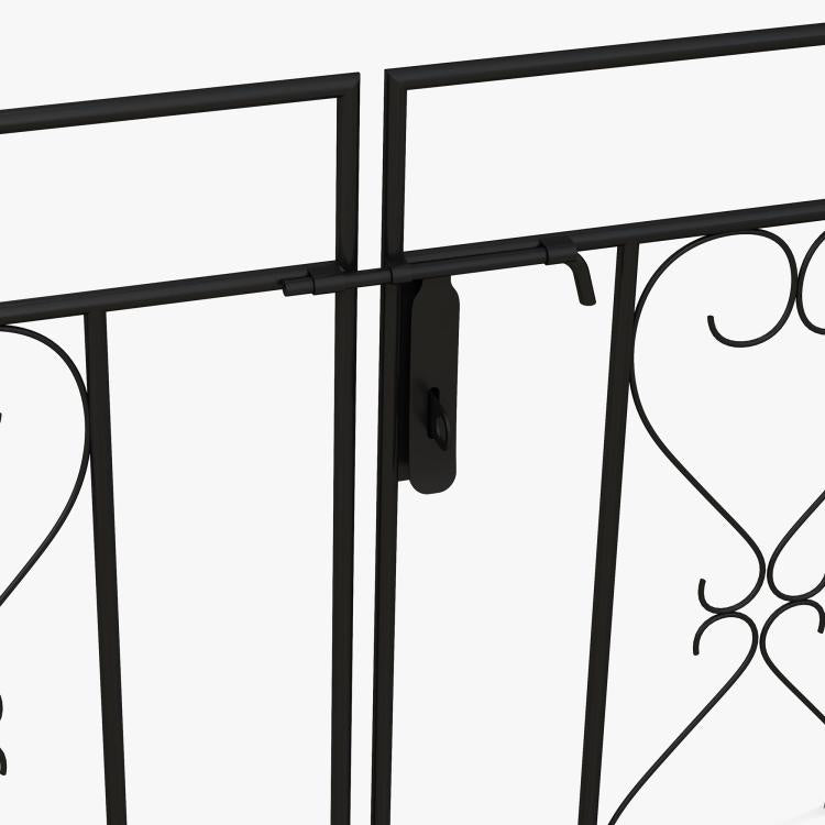 Decorative Garden Arch, with Gate - Black