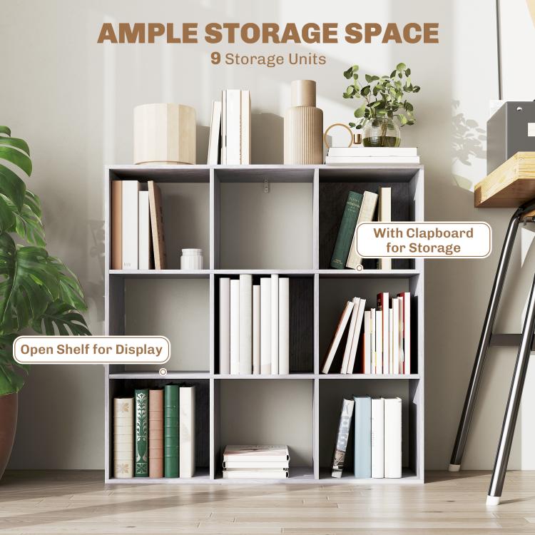 Nine-Cube Storage Shelf - Marble Grey