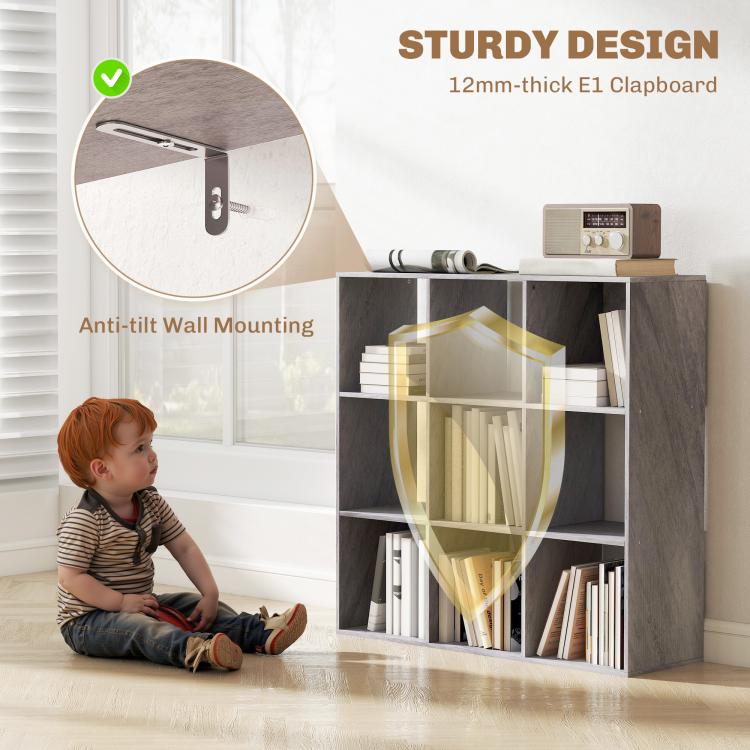 Nine-Cube Storage Shelf - Marble Grey
