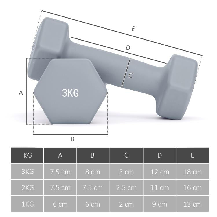 Dumbbells Set with Storage Rack, 2 x 1kg, 2 x 2kg, 2 x 3kg, Green