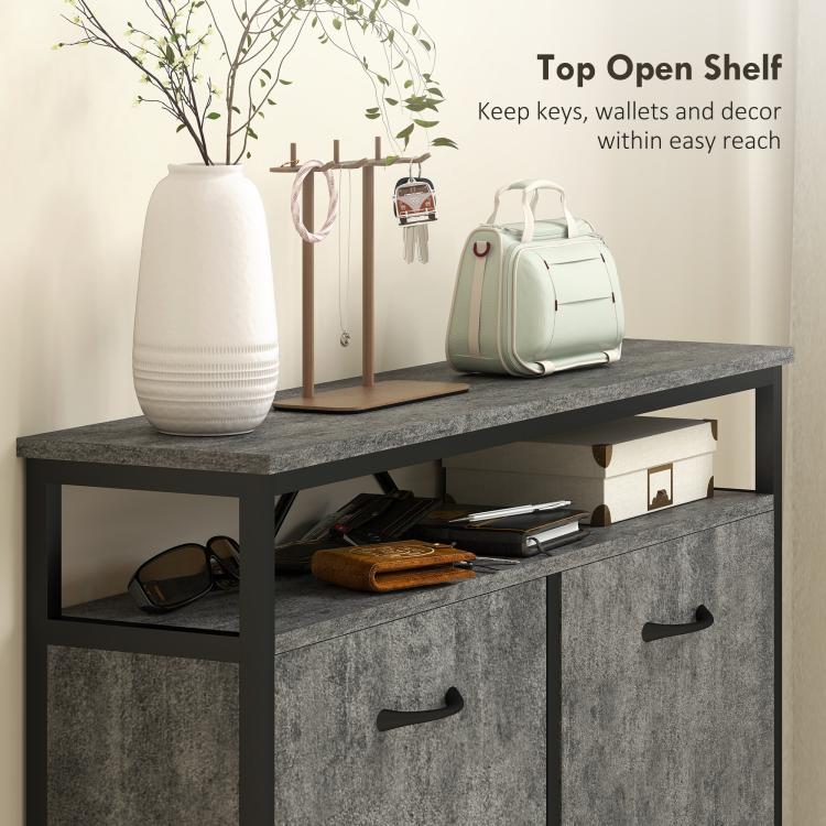 Shoe Storage Cabinet with 4 Flip Drawers and Open Shelf - Cement Grey