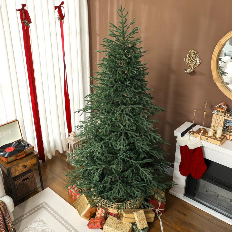 7 ft Full Spruce Christmas Tree with Realistic Dense Tips, Easy Assembly - Green