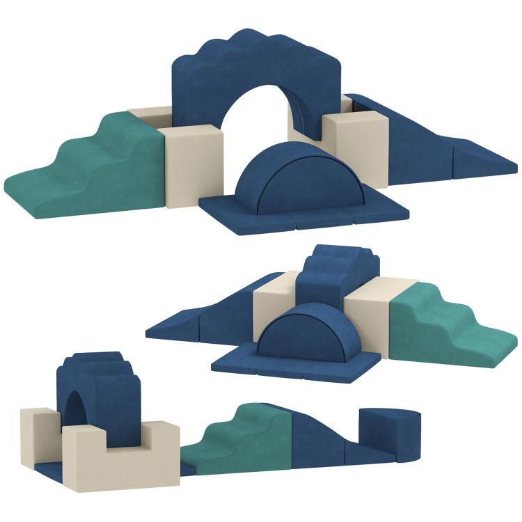 Kids Soft Play Set, Detachable Cover for Preschoolers, Dark Blue