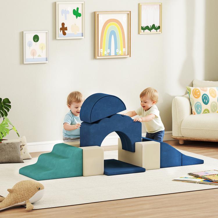 Kids Soft Play Set, Detachable Cover for Preschoolers, Dark Blue