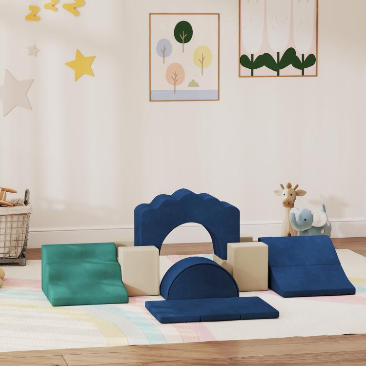 Kids Soft Play Set, Detachable Cover for Preschoolers, Dark Blue