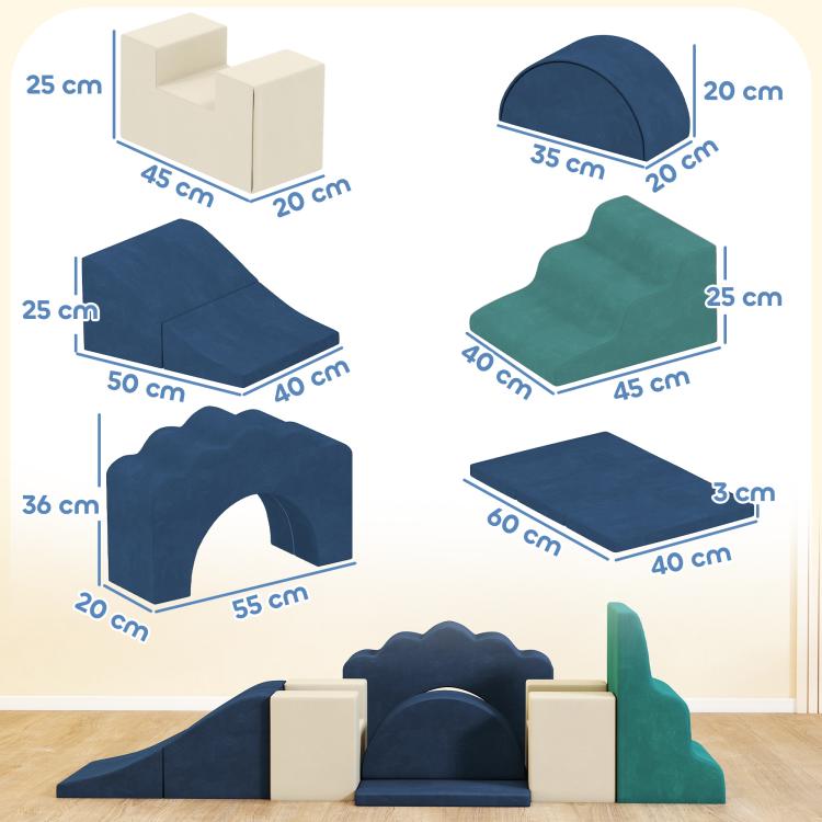 Kids Soft Play Set, Detachable Cover for Preschoolers, Dark Blue