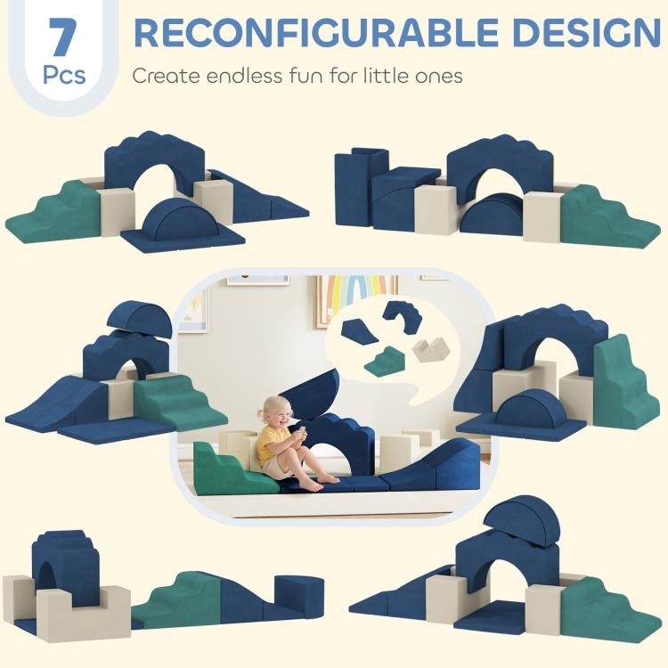 Kids Soft Play Set, Detachable Cover for Preschoolers, Dark Blue
