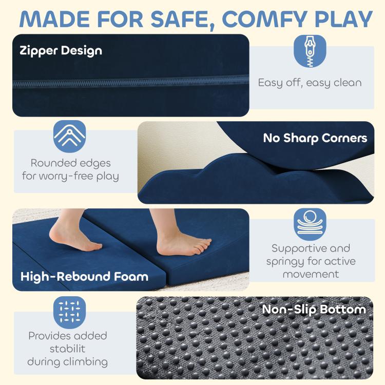 Kids Soft Play Set, Detachable Cover for Preschoolers, Dark Blue