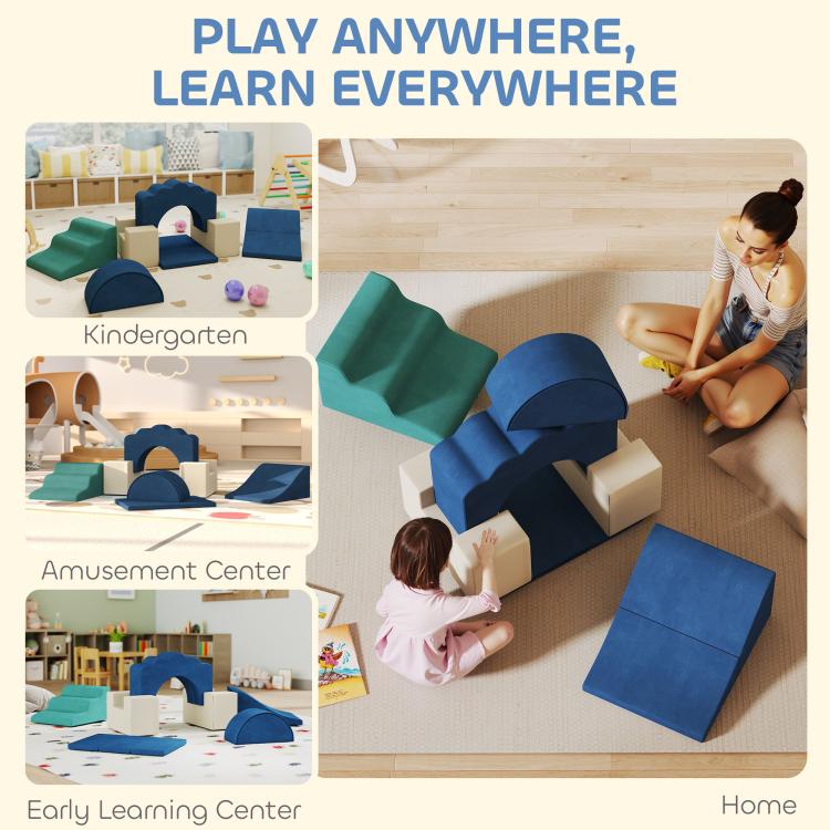 Kids Soft Play Set, Detachable Cover for Preschoolers, Dark Blue
