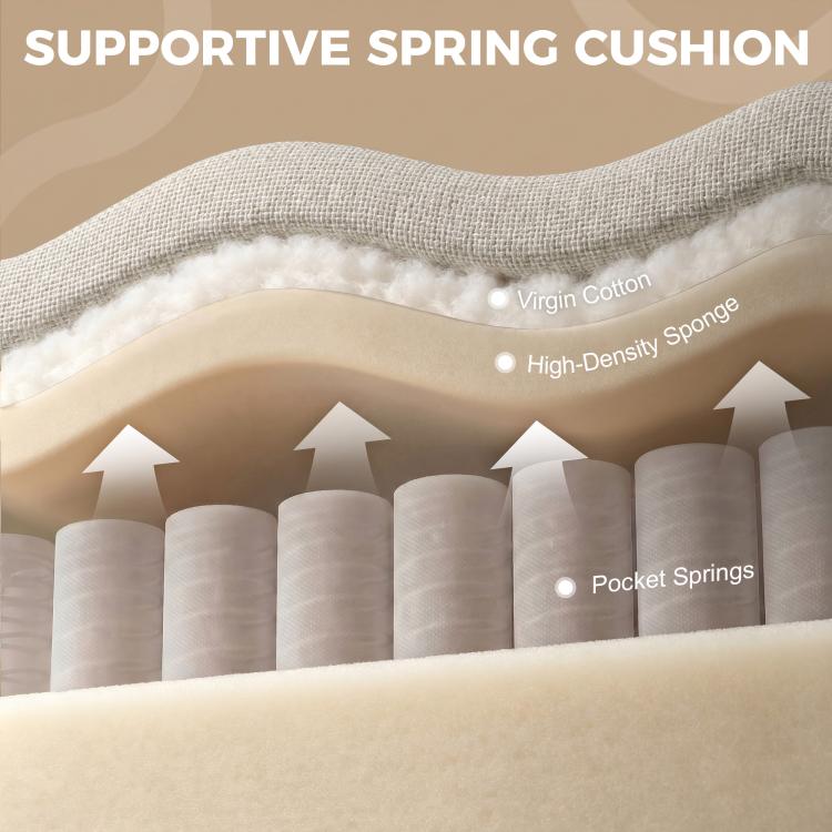 Accent Chair, Removable Pillow Linen Armchair with Comfy Spring Cushion for Living Room, Bedroom, Study, Cream