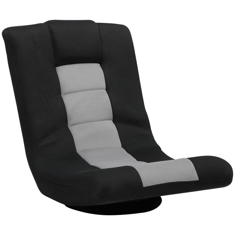 Floor Chair, Folding Floor Sofa with Adjustable Backrest, Wide Seat, Swivel Base, Black