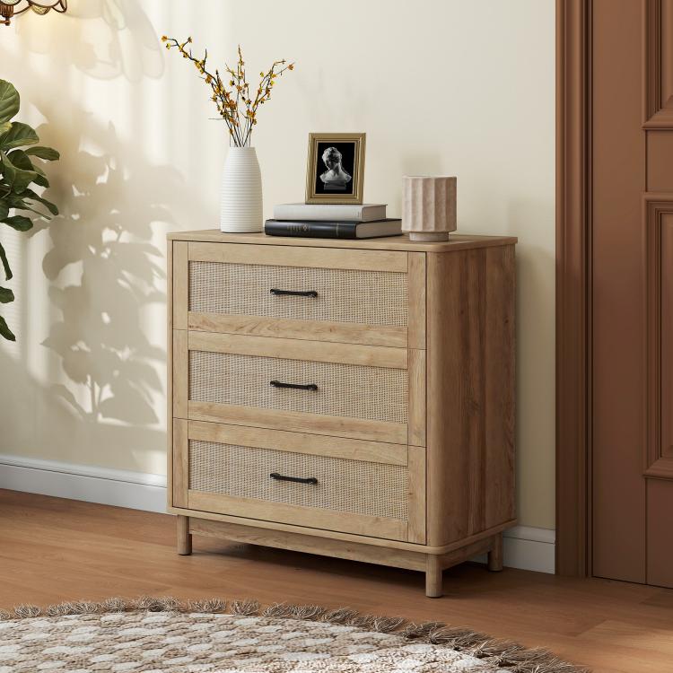 76 cm Wide Drawer Chest of Drawers with 3 Drawer - Oak