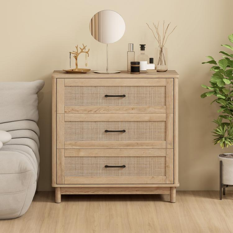 76 cm Wide Drawer Chest of Drawers with 3 Drawer - Oak