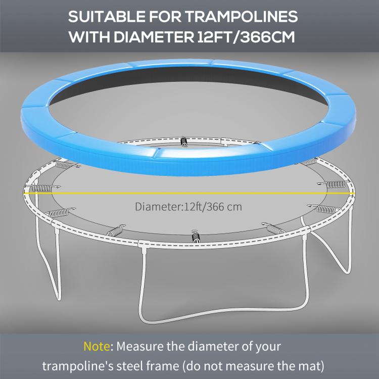 12ft Trampoline Accessories Safety Pad Φ366cm Replacement Surround Padding Thick Foam Pads Light Blue