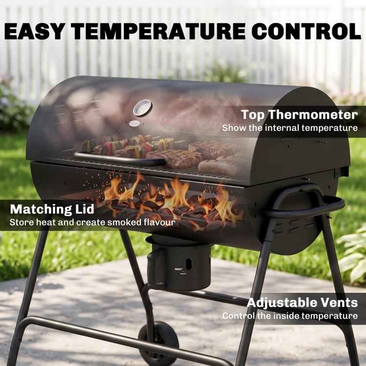 Steel Charcoal BBQ, with Ash Catcher and Warming Rack