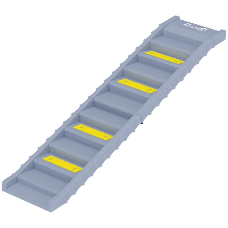 Dog Car Ramp with Anti-Slip Steps, 10-Steps Pet Stairs for Pets to Access Cars and High Beds, Grey