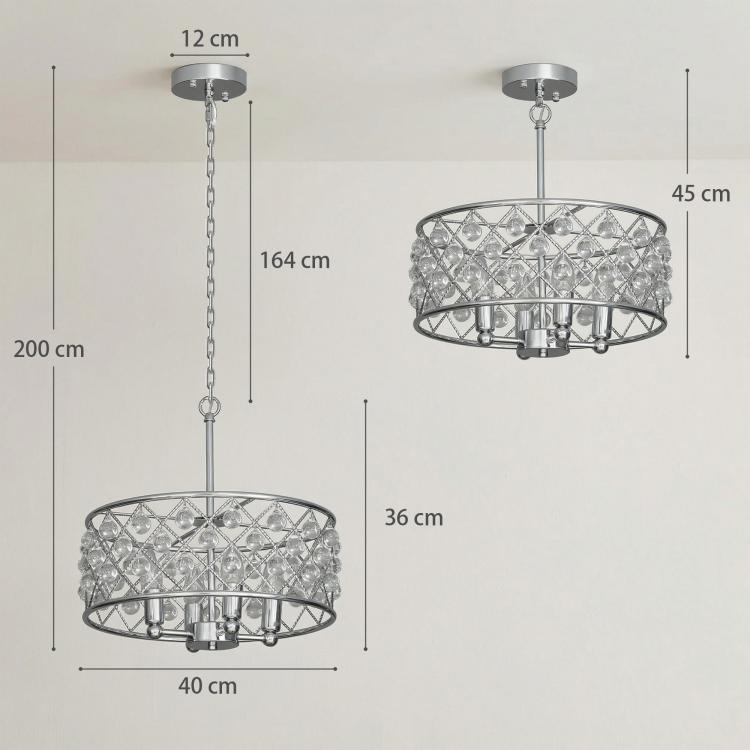 51 Crystallite Four-Bulb Chandelier - Silver-Tone