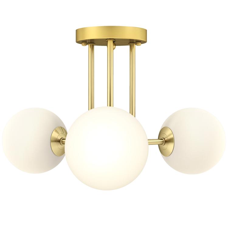 LED Ceiling Light with Globe Shades, Modern 3-Light Ceiling Light with G9 Sockets for Living Room, Bedroom, Dining Room, Bulbs Not Included, Gold Tone