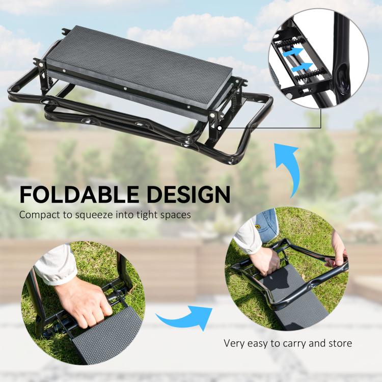 2 In 1 Garden Kneeler Seat Kneeling Pad Support Bench Foldable Knee Protector, Grey