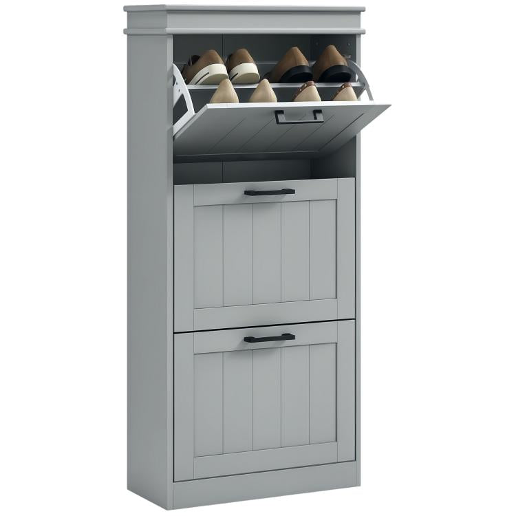 Three-Drawer Minimalistic Shoe Cabinet - Grey