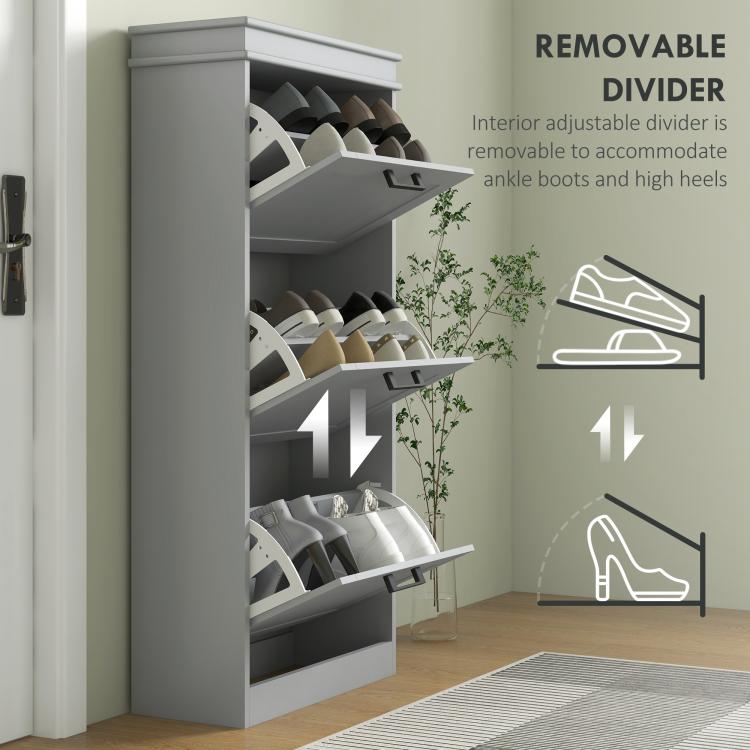 Three-Drawer Minimalistic Shoe Cabinet - Grey