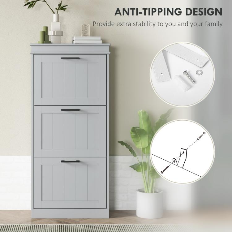 Three-Drawer Minimalistic Shoe Cabinet - Grey