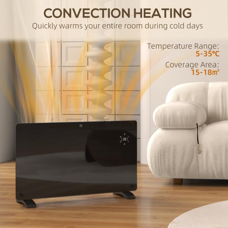 1500W 5-35℃ Smart Control Heater - Black