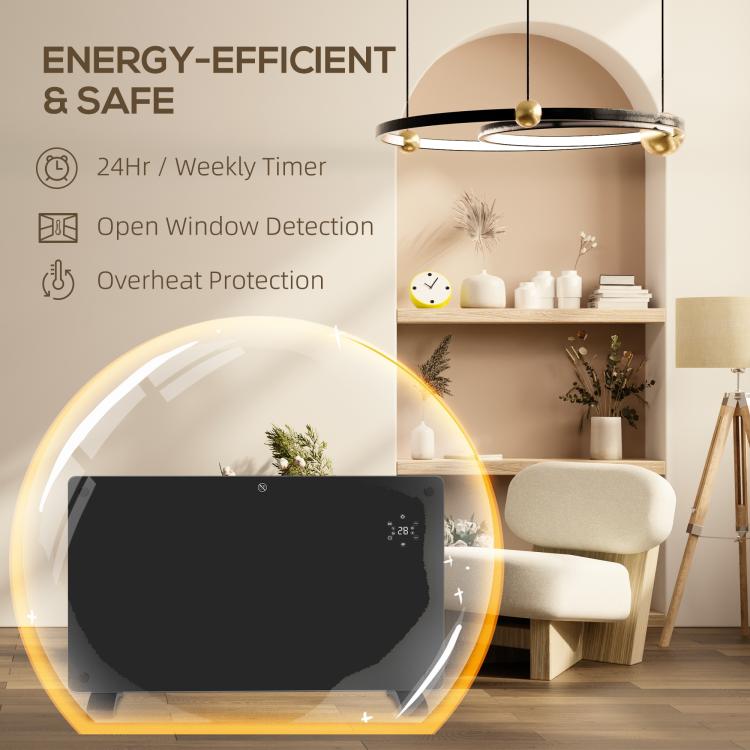 1500W 5-35℃ Smart Control Heater - Black