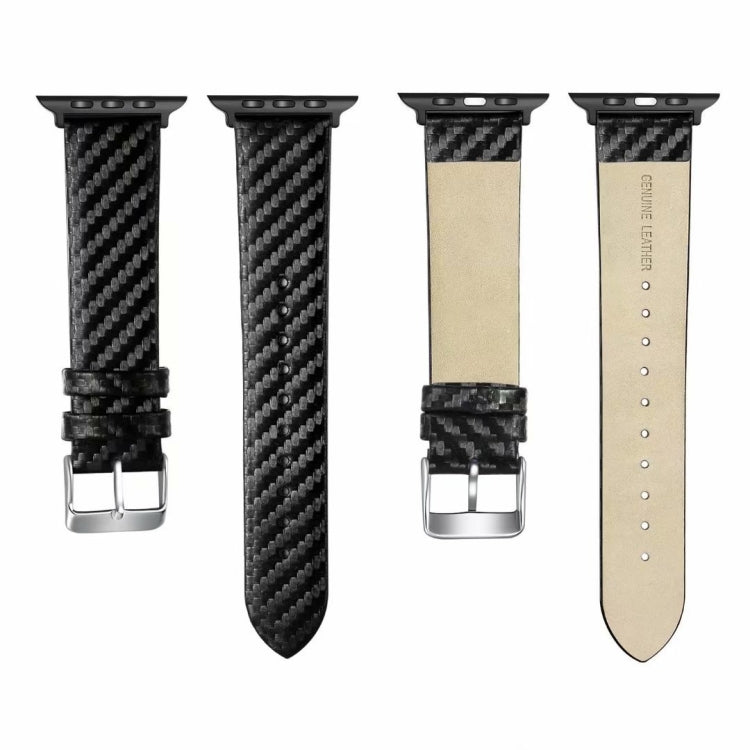 Genuine Leather Carbon Fiber Strap for Apple Watch Series 5 & 4 40mm & Series 3 & 2 & 1 38mm