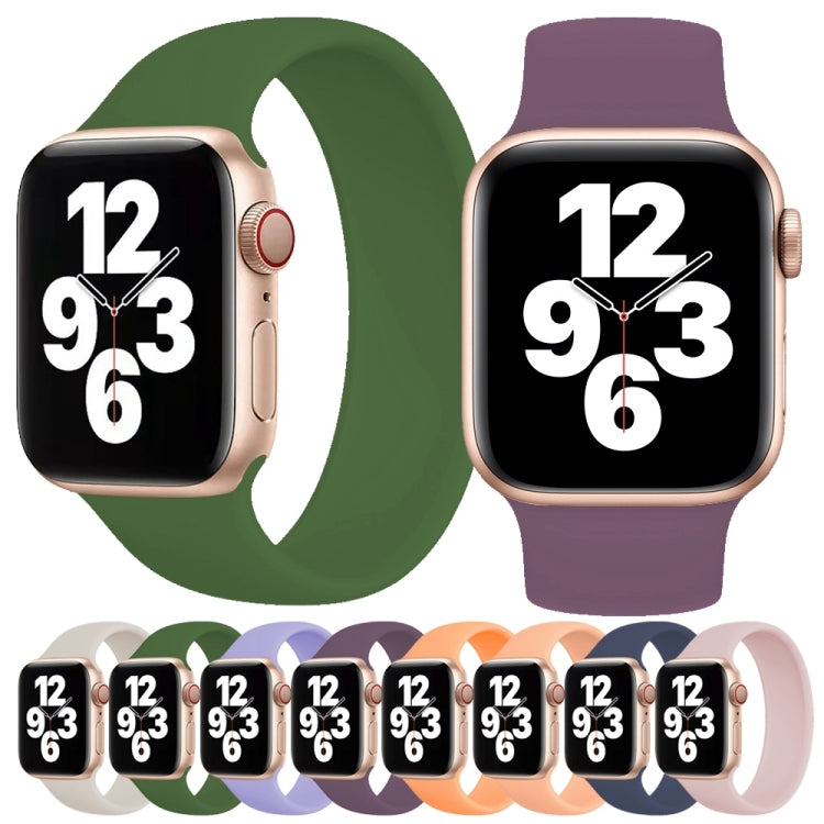 For Apple Watch Series 10 42mm / 9&8&7 41mm / SE 3&SE 2&6&SE&5&4 40mm / 3&2&1 38mm Solid Color Elastic Silicone Watch Band, Size:M 143mm