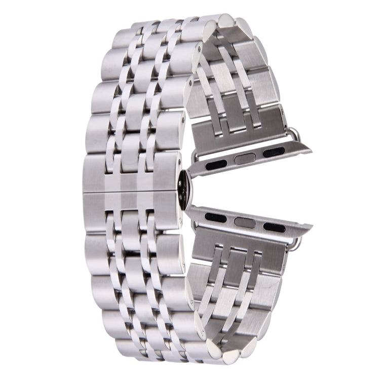 22mm Men Hidden Butterfly Buckle 7 Beads Stainless Steel Watch Band For Apple Watch 38mm, 22mm Men