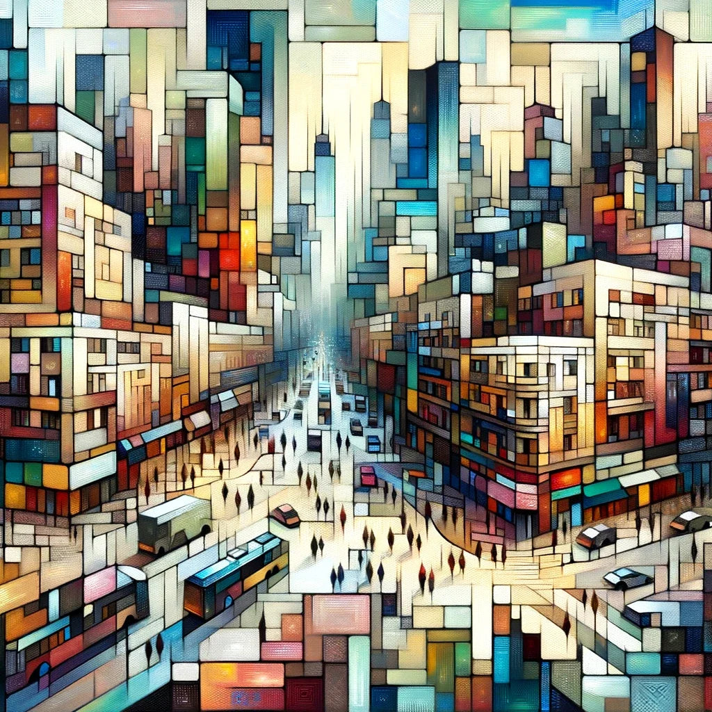 Abstract Cityscape Rhythms Cotton Cushion