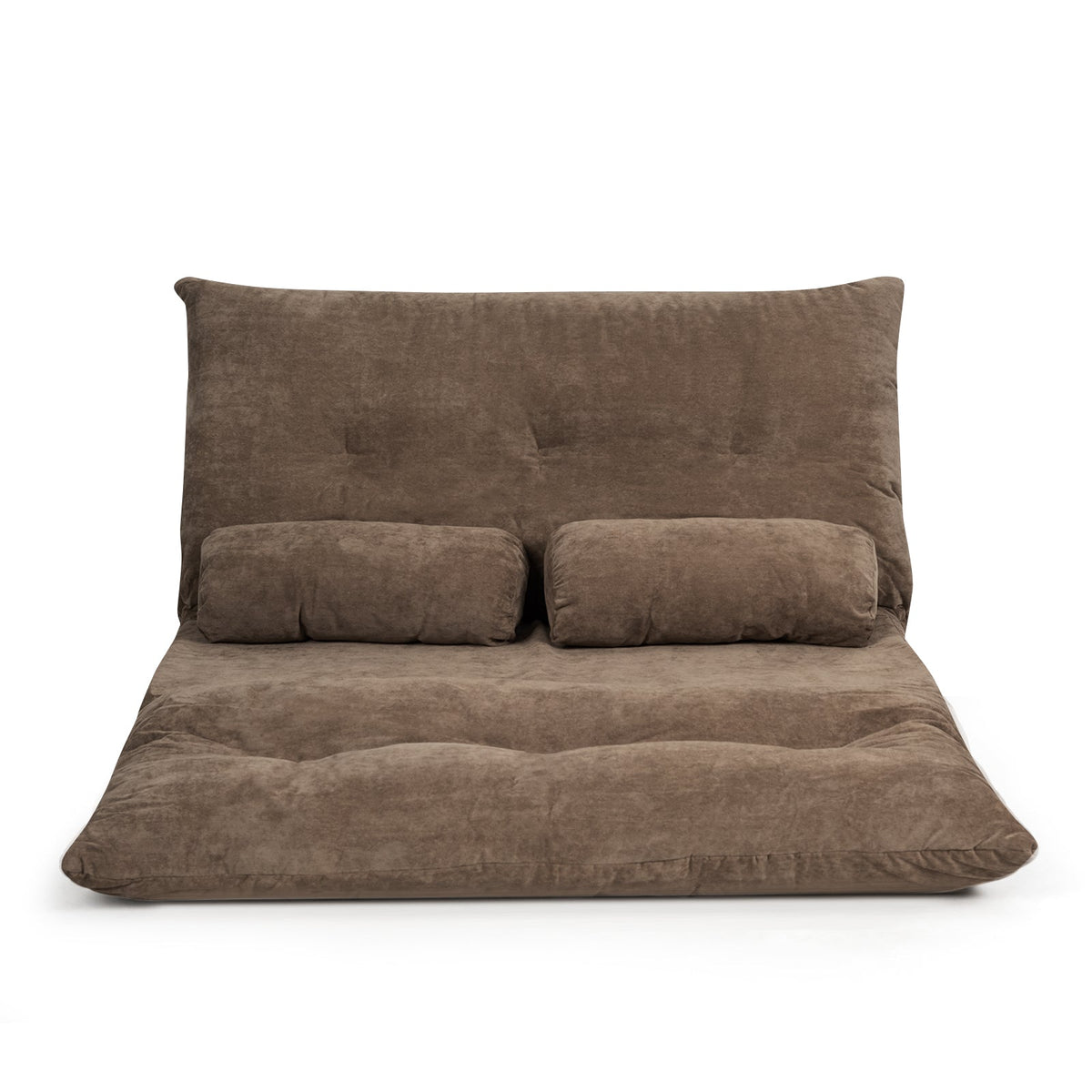 Convertible Floor Sofa Bed with 2 Waist Pillows-Beige